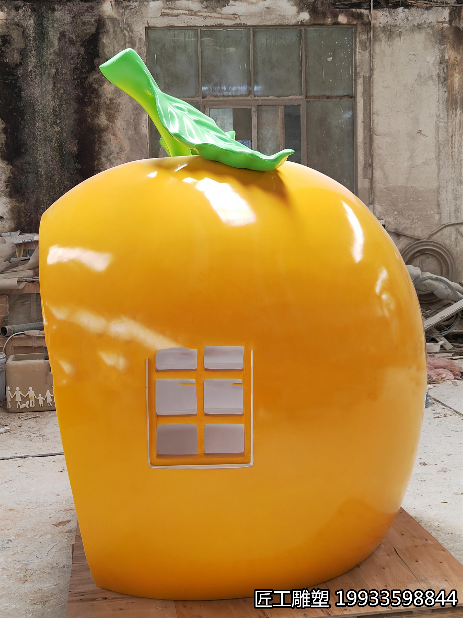 玻璃钢柑橘房子雕塑 橙子屋雕塑  大型桔子水果房屋景观缩略图