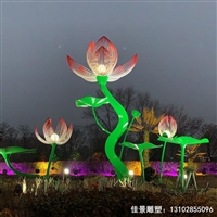 广场不锈钢发光荷花雕塑
