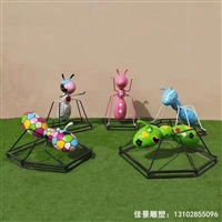 大型城市不锈钢彩绘蚂蚁雕塑 