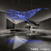 定制发光雕塑不锈钢铁艺镂空鲸鱼 