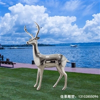 广场不锈钢镂空发光鹿雕塑  