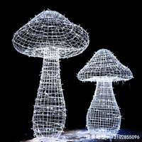  不锈钢镂空蘑菇仿真发光雕塑 