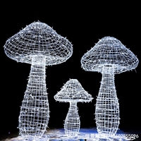 镂空发光蘑菇不锈钢雕塑厂家