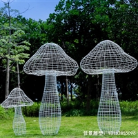 镂空蘑菇仿真发光不锈钢雕塑 