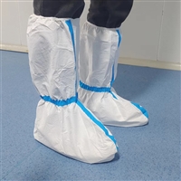 北京PP+PE隔离鞋套 一次性 透气膜双筋高腰贴条脚套 加厚防滑