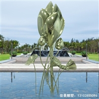 水景不锈钢发光荷花雕塑  