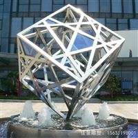 不锈钢魔方雕塑 铁艺金属镂空景观 