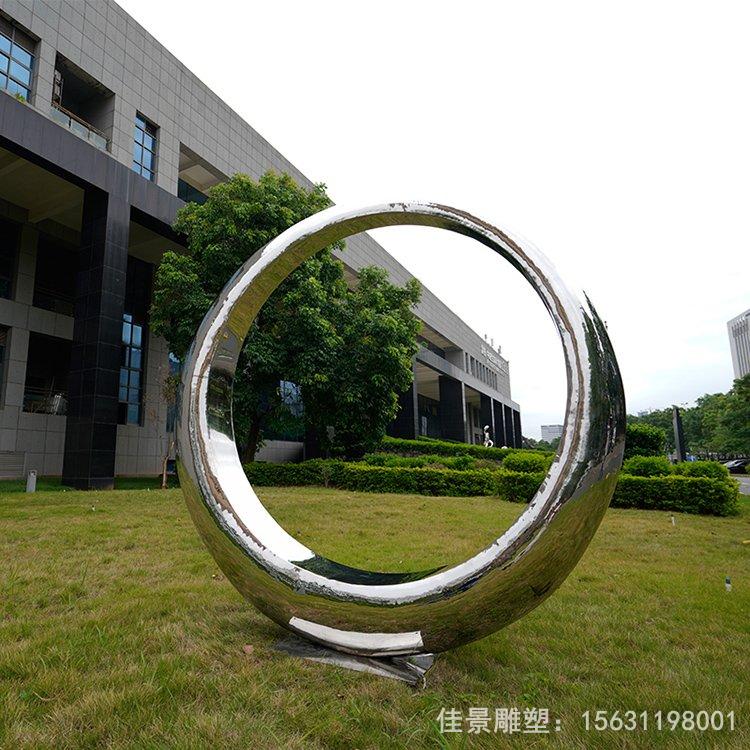 不锈钢镜面发光月亮雕塑