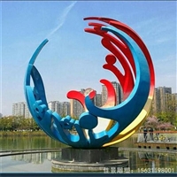 不锈钢发光镜面月亮景观雕塑 