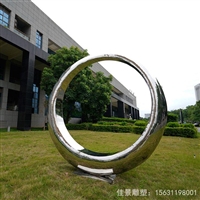 不锈钢广场镂空发光圆环雕塑  