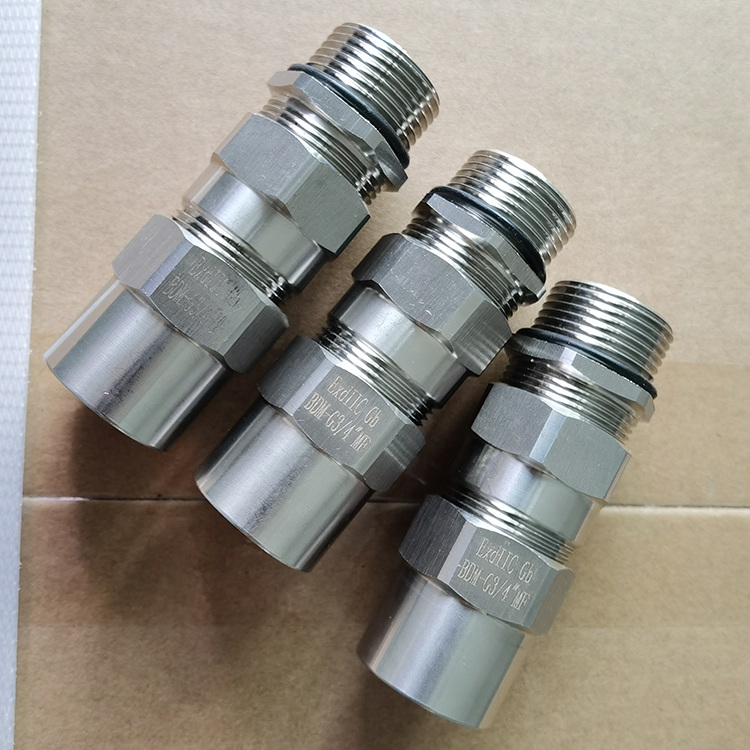 dn25防爆铠装格兰头 g1寸防爆电缆夹紧接头 黄铜镀镍防爆填料函