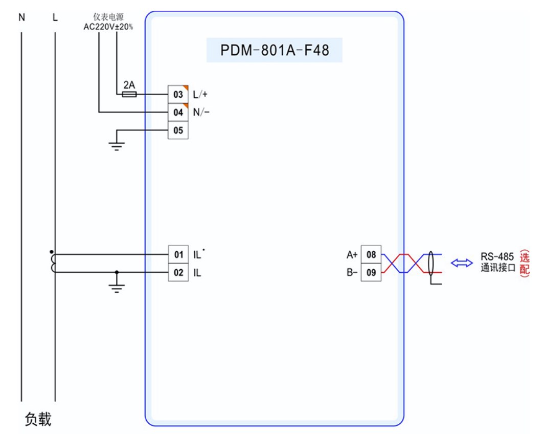 丹东华通单相智能型电流表F48型PDM-801A-F48