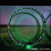 不锈钢圆形月亮镜面创意发光雕塑 