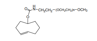 mPEG-TCO，甲氧基-聚乙二醇-反式环辛烯是PEG化的TCO衍生物，可与四嗪基反应