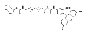 TCO-PEG-FITC是一種熒光PEG TCO衍生物，TCO-PEG-Fluorescein