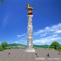  广场景观雕塑大型龙柱石雕