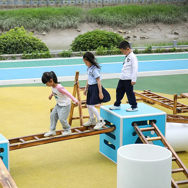 户外安吉游戏组合 幼儿园感统九宫格大滚筒  体能训练木质平衡木