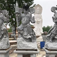 哼哈二将石雕大理石神像雕塑