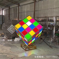 发光魔方不锈钢广场雕塑