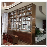 不锈钢展示架 酒店别墅展厅落地置物组合架 金属装饰红酒吊架定制