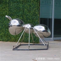 金属动物雕塑 不锈钢镜面蚂蚁