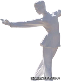 汉白玉练剑女孩石雕  广场人物景观装饰雕塑