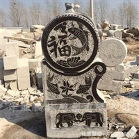 石雕门墩抱鼓石一对 