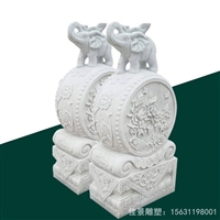 门墩石雕抱鼓石一对 