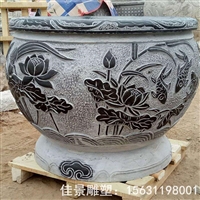 公园荷花花盆石雕