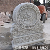  汉白玉门鼓石 石雕门墩  