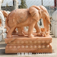 园林动物大象石雕