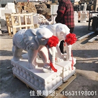 大理石大象园林动物石雕