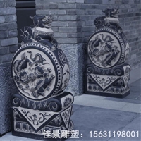  石雕抱鼓石 仿古做旧石雕门墩