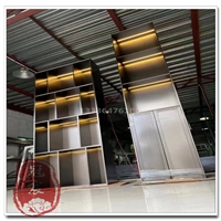  会所酒吧意式金属发光亚克力酒架透明酒柜不锈钢恒温红酒柜