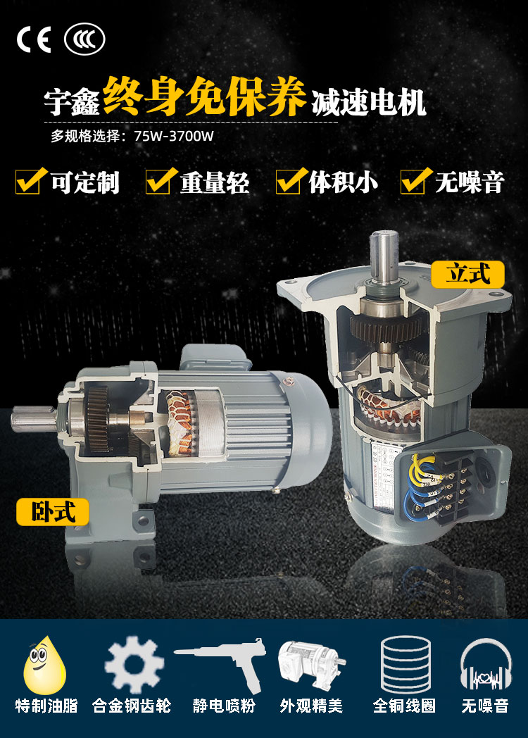 台湾万鑫齿轮减速电机GH18-75-110S宇鑫卧式减速马达