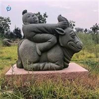  牧童骑牛 广场动物雕塑石雕马