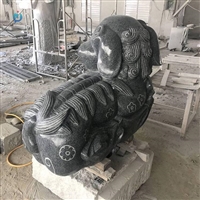 定制芝麻黑貔貅雕塑石雕瑞兽 
