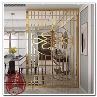 甘肃酒店会所装饰不锈钢镀金色花格 钛金不锈钢金属屏风