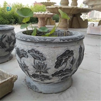 青石水缸雕塑  庭院仿古石雕  