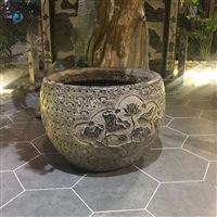  庭院仿古石雕  青石水缸雕塑 