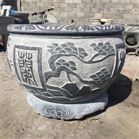  青石水缸雕塑  庭院景观石雕摆件 