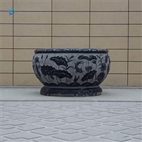  庭院景观石雕  青石水缸雕塑 