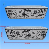 青石仿古长方形水缸石雕