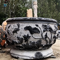 青石水缸雕塑 广场石雕鱼缸