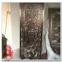 佛山红古铜艺术不锈钢花格定制 江苏欧式金属镂空雕花浮雕铝屏风
