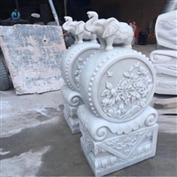  大理石抱鼓石雕塑 石头门墩