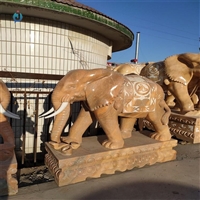  晚霞红石雕大象   石雕大象动物雕塑