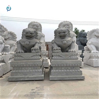 石雕做旧看门狮子 动物石雕摆件 