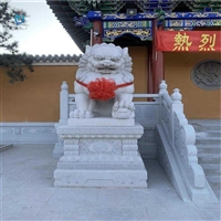  动物石雕摆件 石雕做旧看门狮子