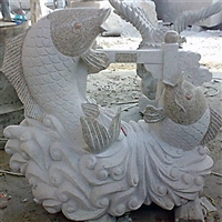  石雕鲤鱼喷泉动物雕塑